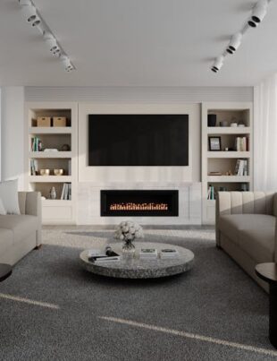 Living room design for houses with oversized fireplaces