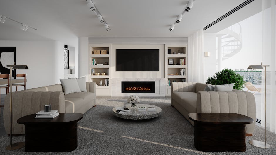 Living room design for houses with oversized fireplaces
